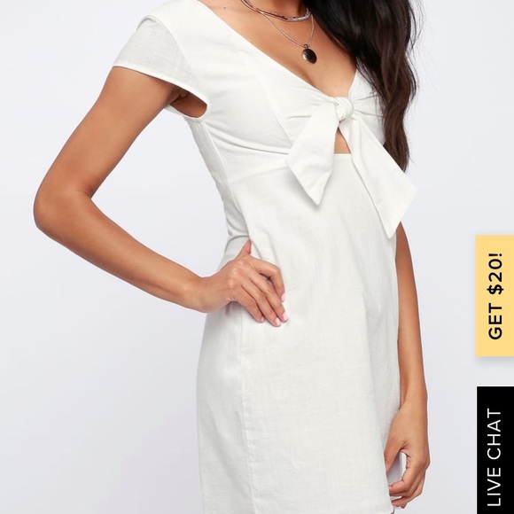 NWT MPC TIE-FRONT SWEETHEART OFF WHITE MINI DRESS - Picture 4 of 4